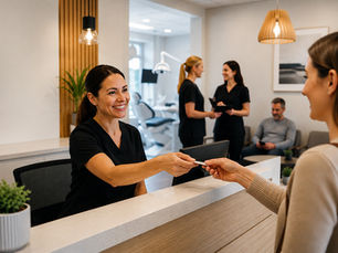 Patient being greeted by receptionist